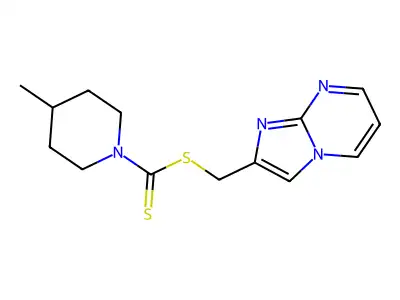 Imidazo[1,2-a]pyrimidin-2-ylmethyl 4-methylpiperidine-1-carbodithioate structure
