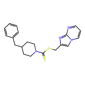 Imidazo[1,2-a]pyrimidin-2-ylmethyl 4-benzylpiperidine-1-carbodithioate structure