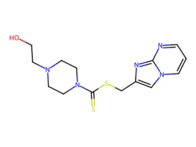 Imidazo[1,2-a]pyrimidin-2-ylmethyl 4-(2-hydroxyethyl)piperazine-1-carbodithioate structure