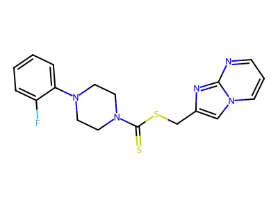 Imidazo[1,2-a]pyrimidin-2-ylmethyl 4-(2-fluorophenyl)piperazine-1-carbodithioate structure