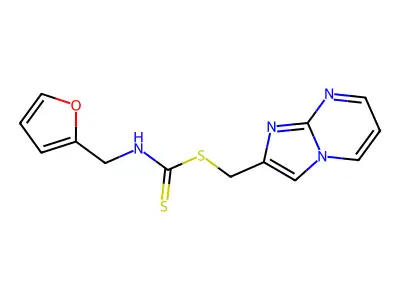 Imidazo[1,2-a]pyrimidin-2-ylmethyl (furan-2-ylmethyl)carbamodithioate structure
