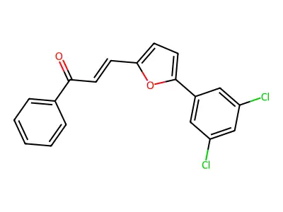 (E)-3-[5-(3,5-dichlorophenyl)furan-2-yl]-1-phenylprop-2-en-1-one structure