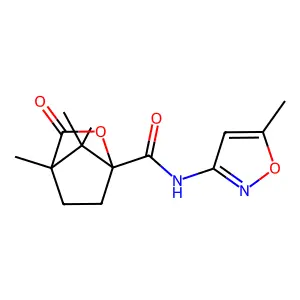 4,7,7-trimethyl-N-(5-methyl-1,2-oxazol-3-yl)-3-oxo-2-oxabicyclo[2.2.1]heptane-1-carboxamide structure