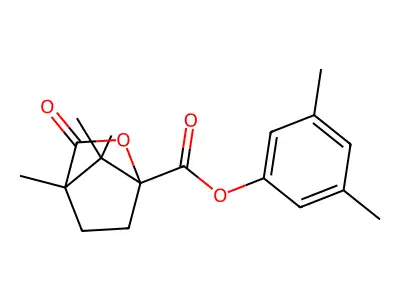 3,5-dimethylphenyl 4,7,7-trimethyl-3-oxo-2-oxabicyclo[2.2.1]heptane-1-carboxylate structure