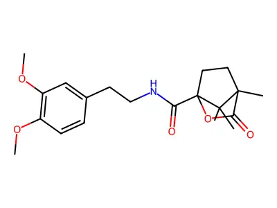 N-[2-(3,4-dimethoxyphenyl)ethyl]-4,7,7-trimethyl-3-oxo-2-oxabicyclo[2.2.1]heptane-1-carboxamide structure
