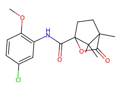 N-(5-chloro-2-methoxyphenyl)-4,7,7-trimethyl-3-oxo-2-oxabicyclo[2.2.1]heptane-1-carboxamide structure