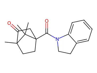 4-(2,3-dihydro-1H-indol-1-ylcarbonyl)-1,7,7-trimethylbicyclo[2.2.1]heptan-2-one structure