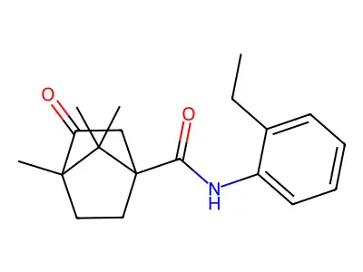 N-(2-ethylphenyl)-1,7,7-trimethyl-2-oxobicyclo[2.2.1]heptane-4-carboxamide structure