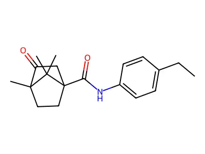 N-(4-ethylphenyl)-1,7,7-trimethyl-2-oxobicyclo[2.2.1]heptane-4-carboxamide structure