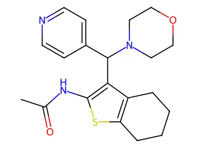N-{3-[morpholin-4-yl(pyridin-4-yl)methyl]-4,5,6,7-tetrahydro-1-benzothiophen-2-yl}acetamide structure