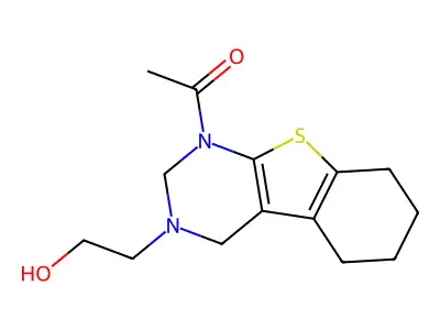 1-[3-(2-hydroxyethyl)-2,4,5,6,7,8-hexahydro-[1]benzothiolo[2,3-d]pyrimidin-1-yl]ethanone structure