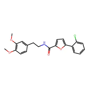 5-(2-chlorophenyl)-N-(3,4-dimethoxyphenethyl)furan-2-carboxamide structure