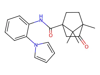 4,7,7-trimethyl-3-oxo-N-[2-(1H-pyrrol-1-yl)phenyl]bicyclo[2.2.1]heptane-1-carboxamide structure