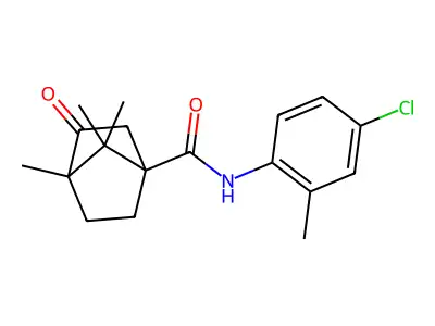 N-(4-chloro-2-methylphenyl)-4,7,7-trimethyl-3-oxobicyclo[2.2.1]heptane-1-carboxamide structure