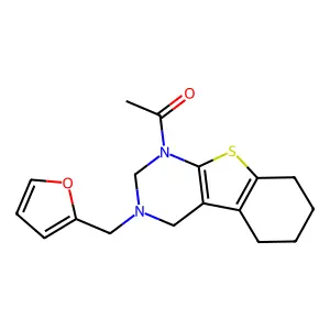 1-[3-(furan-2-ylmethyl)-3,4,5,6,7,8-hexahydro[1]benzothieno[2,3-d]pyrimidin-1(2H)-yl]ethanone structure