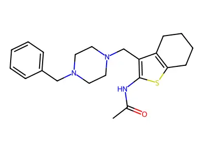 N-{3-[(4-benzylpiperazin-1-yl)methyl]-4,5,6,7-tetrahydro-1-benzothiophen-2-yl}acetamide structure