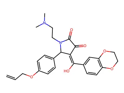 4-(2,3-dihydro-1,4-benzodioxine-6-carbonyl)-1-[2-(dimethylamino)ethyl]-3-hydroxy-5-[4-(prop-2-en-1-yloxy)phenyl]-2,5-dihydro-1H-pyrrol-2-one structure