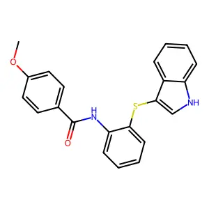 N-[2-(1H-indol-3-ylsulfanyl)phenyl]-4-methoxybenzamide structure