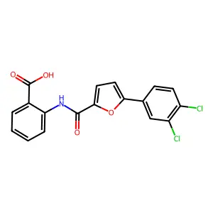 2-{[5-(3,4-Dichlorophenyl)-2-furyl]carbonylamino}benzoic acid structure