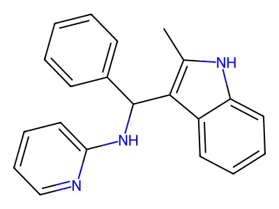 N-[(2-methyl-1H-indol-3-yl)(phenyl)methyl]pyridin-2-amine structure