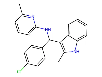 N-[(4-chlorophenyl)(2-methyl-1H-indol-3-yl)methyl]-6-methylpyridin-2-amine structure