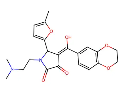 4-(2,3-dihydro-1,4-benzodioxine-6-carbonyl)-1-[2-(dimethylamino)ethyl]-3-hydroxy-5-(5-methylfuran-2-yl)-2,5-dihydro-1H-pyrrol-2-one structure
