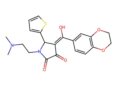 4-(2,3-dihydro-1,4-benzodioxine-6-carbonyl)-1-[2-(dimethylamino)ethyl]-3-hydroxy-5-(thiophen-2-yl)-2,5-dihydro-1H-pyrrol-2-one structure