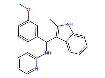 N-[(3-methoxyphenyl)(2-methyl-1H-indol-3-yl)methyl]pyridin-2-amine structure
