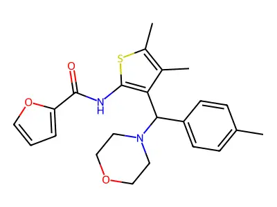 N-(4,5-dimethyl-3-(morpholino(p-tolyl)methyl)thiophen-2-yl)furan-2-carboxamide structure