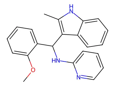 N-[(2-methoxyphenyl)(2-methyl-1H-indol-3-yl)methyl]pyridin-2-amine structure