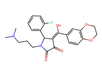 4-(2,3-dihydro-1,4-benzodioxine-6-carbonyl)-1-[3-(dimethylamino)propyl]-5-(2-fluorophenyl)-3-hydroxy-2,5-dihydro-1H-pyrrol-2-one structure
