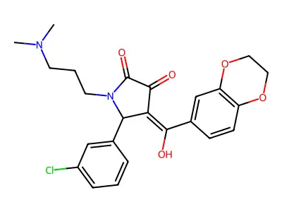 5-(3-chlorophenyl)-4-(2,3-dihydro-1,4-benzodioxine-6-carbonyl)-1-[3-(dimethylamino)propyl]-3-hydroxy-2,5-dihydro-1H-pyrrol-2-one structure