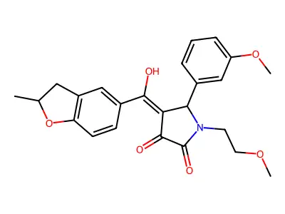 3-hydroxy-1-(2-methoxyethyl)-5-(3-methoxyphenyl)-4-(2-methyl-2,3-dihydro-1-benzofuran-5-carbonyl)-2,5-dihydro-1H-pyrrol-2-one structure