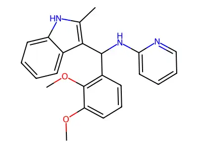 N-[(2,3-dimethoxyphenyl)(2-methyl-1H-indol-3-yl)methyl]pyridin-2-amine structure