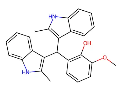 2-[bis(2-methyl-1H-indol-3-yl)methyl]-6-methoxyphenol structure