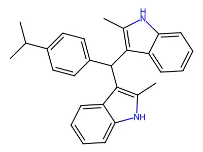 2-methyl-3-[(2-methyl-1H-indol-3-yl)-(4-propan-2-ylphenyl)methyl]-1H-indole structure