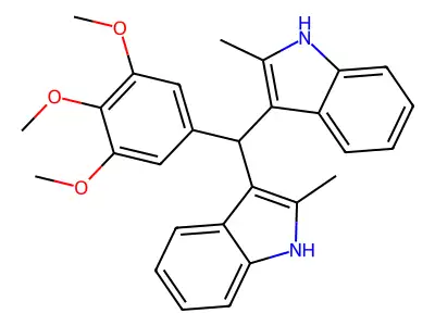 2-methyl-3-[(2-methyl-1H-indol-3-yl)(3,4,5-trimethoxyphenyl)methyl]-1H-indole structure
