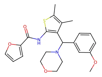 N-[3-[(3-methoxyphenyl)-morpholin-4-ylmethyl]-4,5-dimethylthiophen-2-yl]furan-2-carboxamide structure