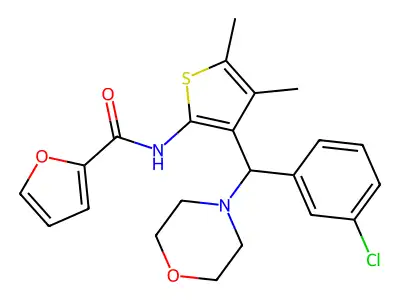 N-{3-[(3-chlorophenyl)(4-morpholinyl)methyl]-4,5-dimethyl-2-thienyl}-2-furamide structure