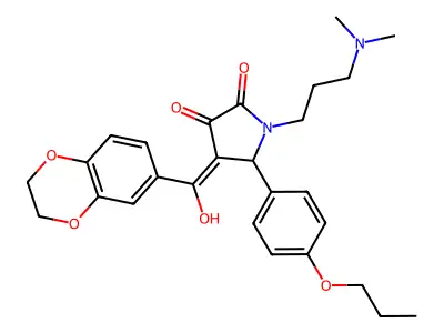 4-(2,3-dihydro-1,4-benzodioxine-6-carbonyl)-1-[3-(dimethylamino)propyl]-3-hydroxy-5-(4-propoxyphenyl)-2,5-dihydro-1H-pyrrol-2-one structure