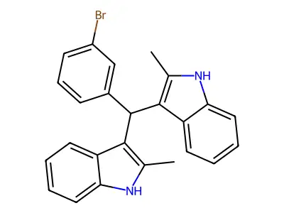 3-[(3-bromophenyl)(2-methyl-1H-indol-3-yl)methyl]-2-methyl-1H-indole structure