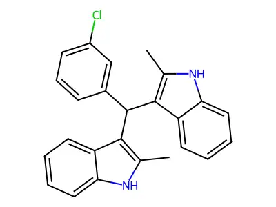 3-[(3-chlorophenyl)-(2-methyl-1H-indol-3-yl)methyl]-2-methyl-1H-indole structure
