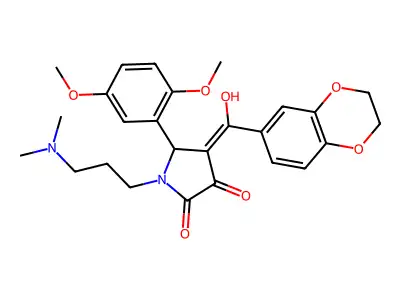 (4E)-4-[2,3-dihydro-1,4-benzodioxin-6-yl(hydroxy)methylidene]-5-(2,5-dimethoxyphenyl)-1-[3-(dimethylamino)propyl]pyrrolidine-2,3-dione structure