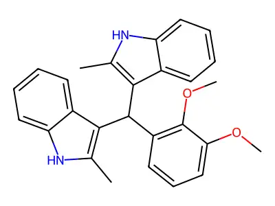 3-[(2,3-dimethoxyphenyl)(2-methyl-1H-indol-3-yl)methyl]-2-methyl-1H-indole structure