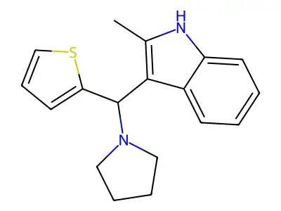 2-methyl-3-[pyrrolidin-1-yl(thiophen-2-yl)methyl]-1H-indole structure