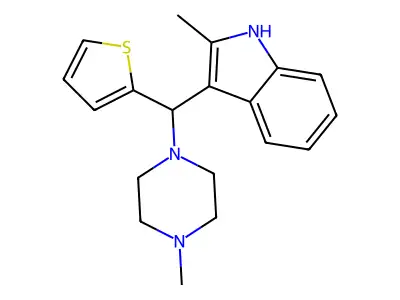 2-methyl-3-[(4-methylpiperazin-1-yl)(thiophen-2-yl)methyl]-1H-indole structure