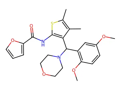 N-[3-[(2,5-dimethoxyphenyl)-morpholin-4-ylmethyl]-4,5-dimethylthiophen-2-yl]furan-2-carboxamide structure
