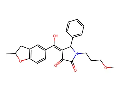 3-hydroxy-1-(3-methoxypropyl)-4-(2-methyl-2,3-dihydro-1-benzofuran-5-carbonyl)-5-phenyl-2,5-dihydro-1H-pyrrol-2-one structure