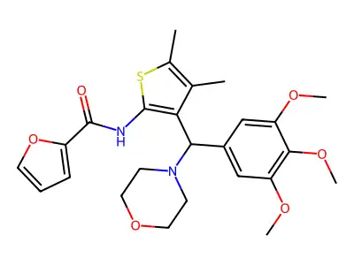 N-[4,5-dimethyl-3-[morpholin-4-yl-(3,4,5-trimethoxyphenyl)methyl]thiophen-2-yl]furan-2-carboxamide structure