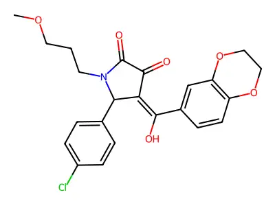 5-(4-chlorophenyl)-4-(2,3-dihydro-1,4-benzodioxine-6-carbonyl)-3-hydroxy-1-(3-methoxypropyl)-2,5-dihydro-1H-pyrrol-2-one structure